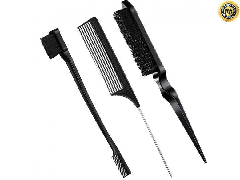 Sleek Bun Bürsten-Set – 4-teilig Mit Haarkamm, Randbürste & Clip – Für Glatte Frisuren & Babyhaare